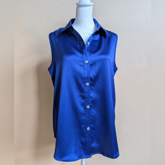 Rachel Zoe Royal Blue Satin Blouse - Picture 13 of 13